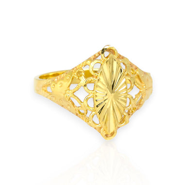 Anillo de Oro Para Mujerer, Almendra Calada Filigrana